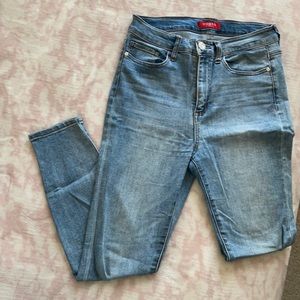 Guess High Waisted Light Wash Skinny Jeans